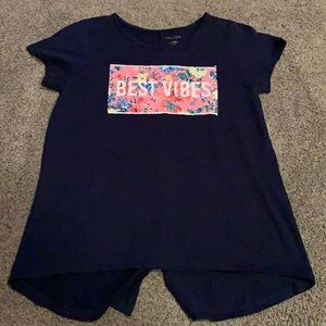 Navy blue best vibes sequin top